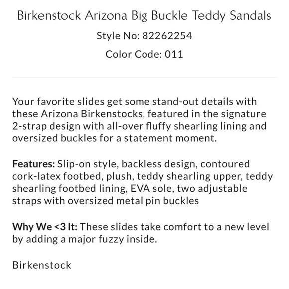Free People x Birkenstock Arizona Big Buckle Teddy Sandals Size 10 NIB - Picture 4 of 16